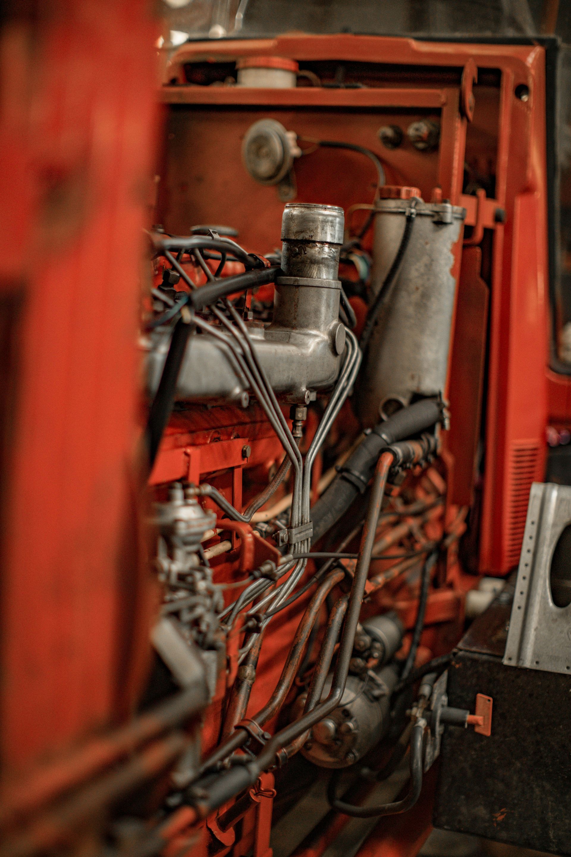red and black engine bay